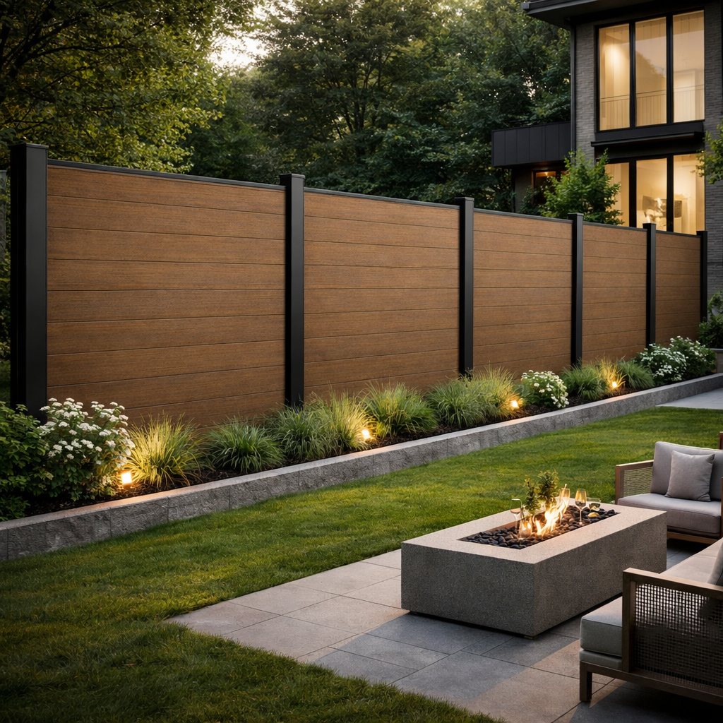 WPC Outdoor Fence · Walnut