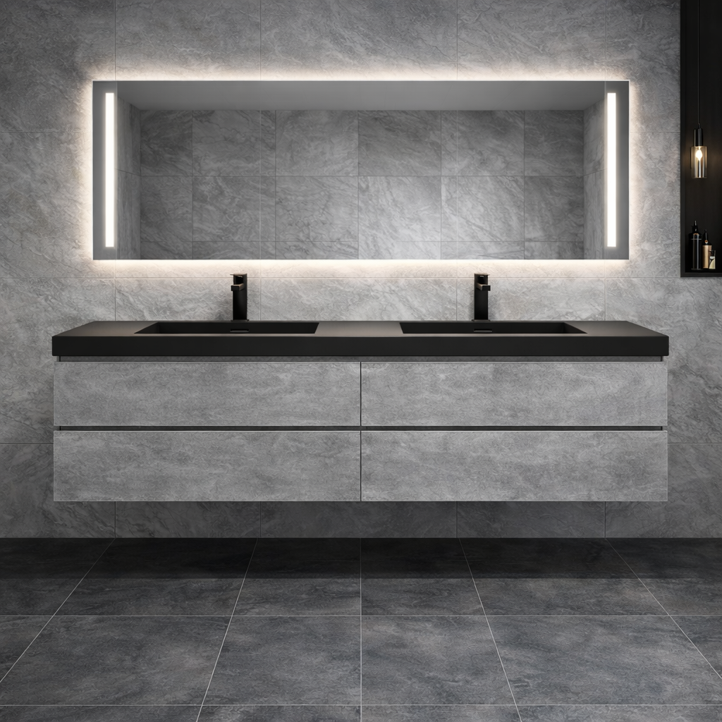 Double Floating Vanity · GRIGIO
